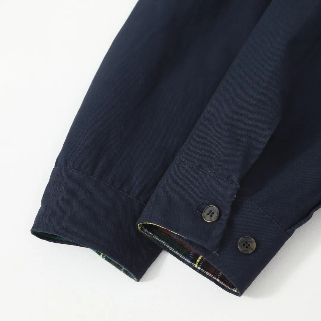 P360 #R43 Ralph Lauren/Ralph Lauren American vintage classic lapel old cadre retro jacket, thickened in autumn and winter, woolen lining, classic design, timeless classic, thick cotton fabric, showing a sense of vintage, collar and cuffs colorful plaid embellishment, looks good on both men and women, comfortable and comfortable, focuses on relaxed retro YYDS, one for each man and woman, an indispensable piece for autumn and winter, the hottest jacket at the moment The 100% cotton twill is thick and thick, and the pure cotton colorful plaid lining is distinguished by digital printing in the market. Exquisite embroidery. The Harrington jacket has a loose fit, is short and fat, and is super versatile. It is clean-fitting and is perfect for men and women!   Color: Khaki Navy Red Black Size: S/M/L/XL Length: 68 70 72 74 Sleeve Length: 63 64 65 66 Shoulder Width: 51 52 53 54 Bust: 126 130 134 138